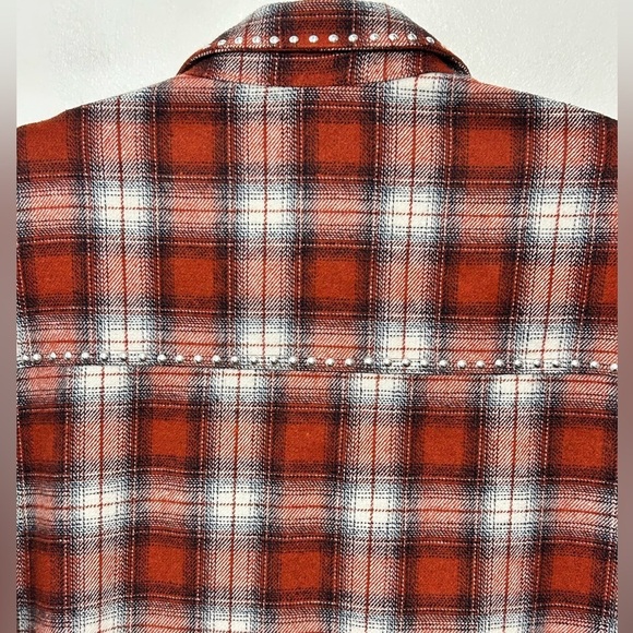 EESOME Plaid Western Studded Fringe Button Up Shirt Jacket - Picture 10 of 14